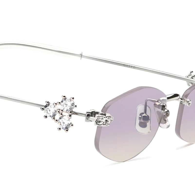 2025 GM glasses  frameless polygon eyeglasses women's jewelry glasses Giltzz myopia anti-blue light frame ultra light spectacles