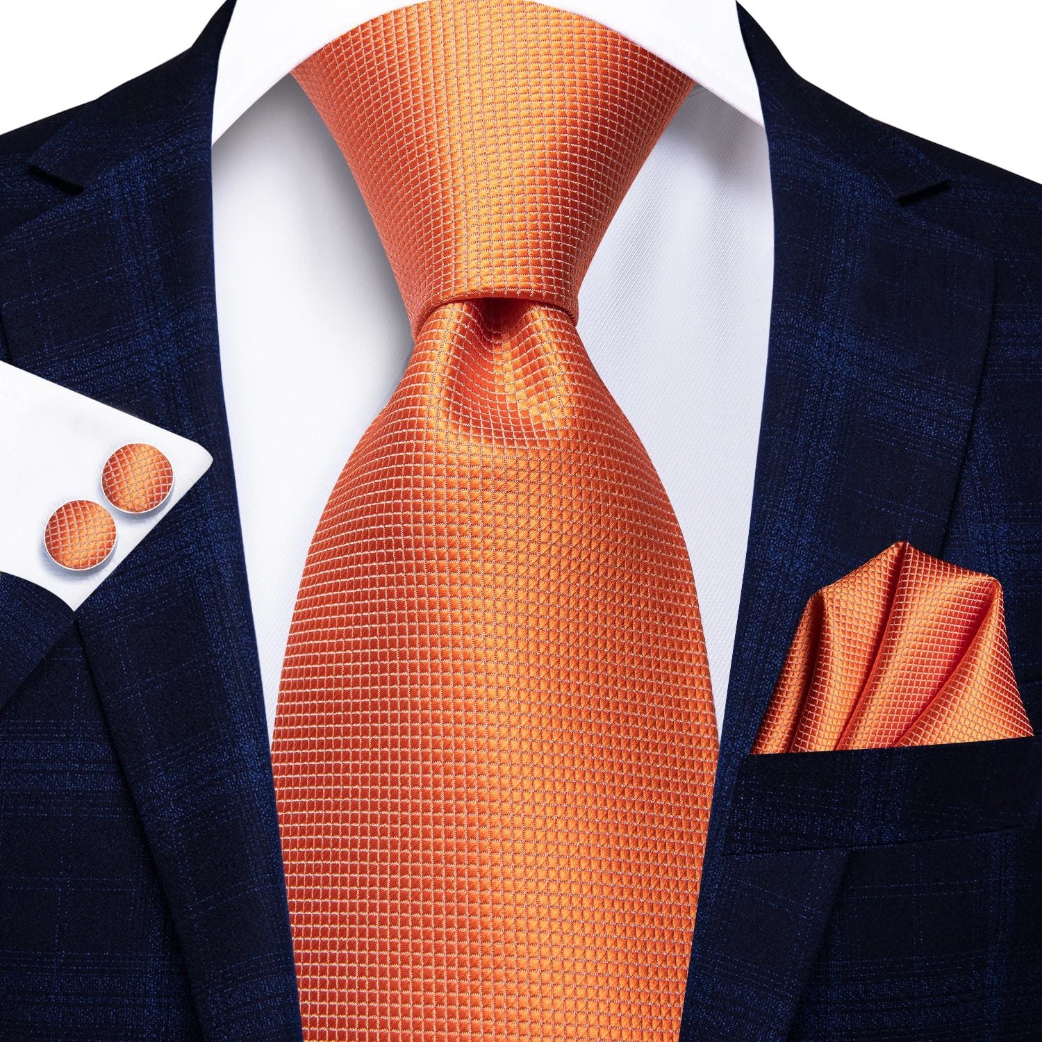 Ensemble de cravates pour hommes Hi-Tie, orange et noir, motif cachemire, en soie, pour mariage, nouveau design tendance, boutons de manchette, livraison directe