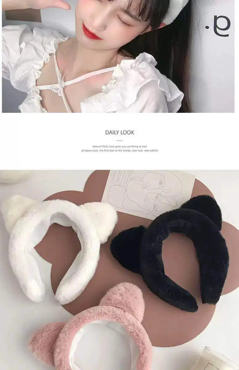 Hair band female wash face cat ears headband net red simple cute girl heart wide-brimmed plush hair band hairpin head jewelry