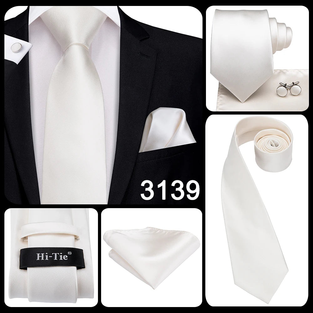 Corbata de boda de seda Hi-Tie en color champán marfil con diseño floral para hombre, pañuelo de calidad, gemelos, corbata de moda, envío directo para negocios.