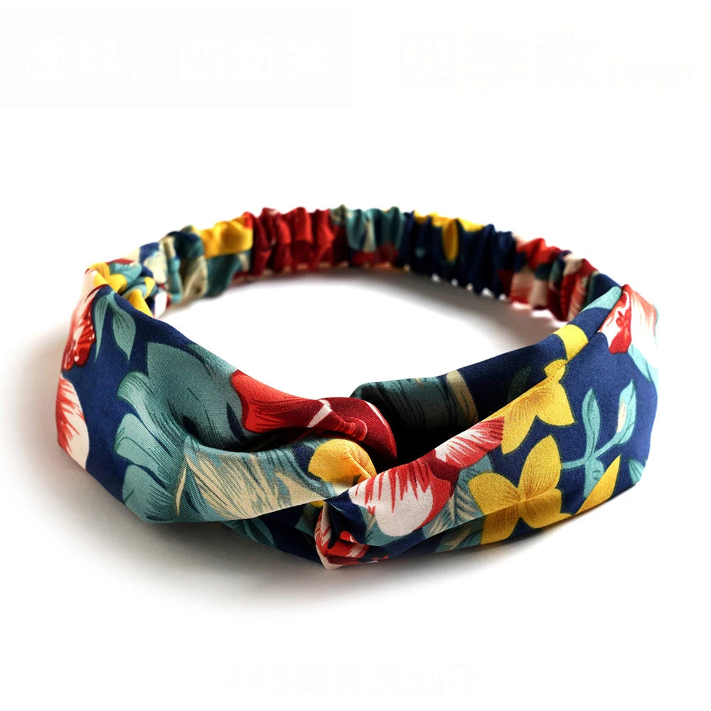 Bandeau à cheveux bohème pour femme et fille, imprimé vintage, croisé, style été