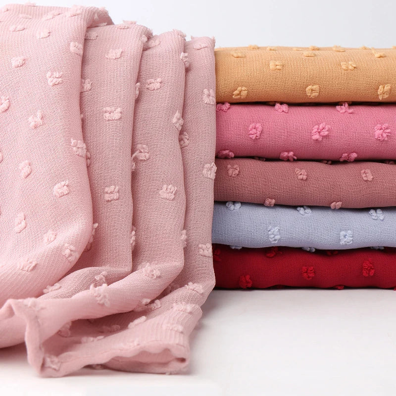 Bufanda de gasa de burbujas de color liso, hiyab de doble bucle instantáneo, chal para la cabeza para mujeres musulmanas, bufandas hiyabs islámicas listas para usar