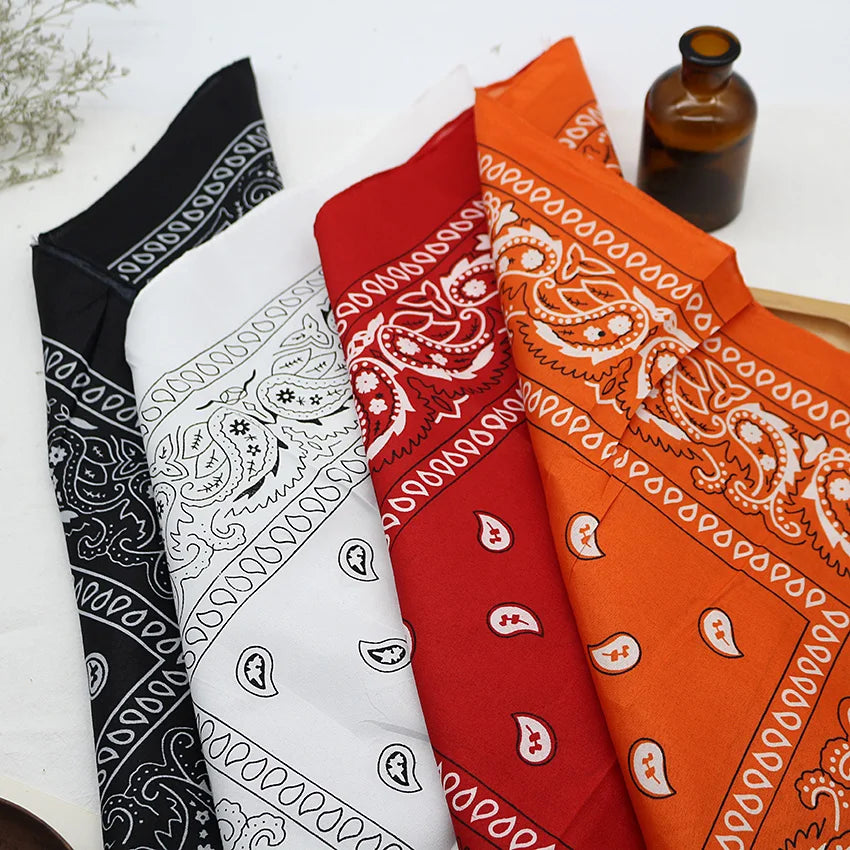 Bandana unisexe style hip-hop noir, bandeau pour cheveux, foulard, couvre-chef de sport, protège-poignets, foulard carré, mouchoir imprimé