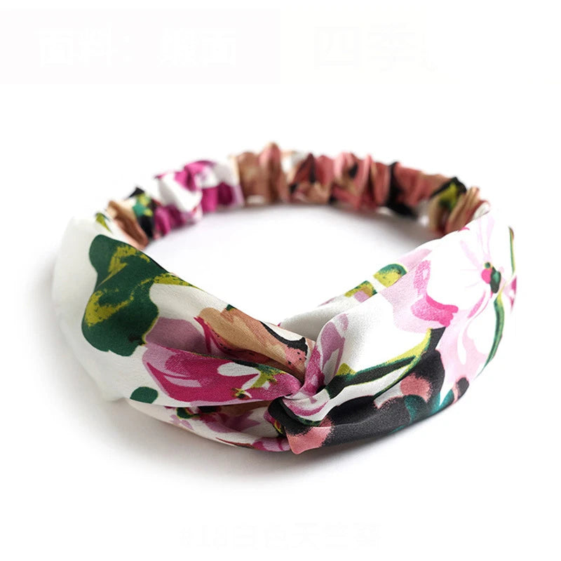 Bandeau à cheveux bohème pour femme et fille, imprimé vintage, croisé, style été