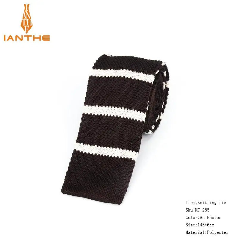 Cravate en tricot pour homme, cravate unie pour mariage, smoking, rayée, tissée, fine, accessoires pour le cou