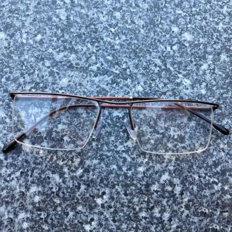 Men's business glasses frame half frame Square frame ultra light comfortable titanium alloy optical prescription Eyeglasses