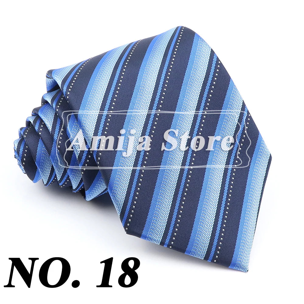 Cravate formelle pour homme, rayée, bleu et gris, 8 cm de large, cadeau pour homme, bureau, mariage, fête, accessoires pour homme, usage quotidien