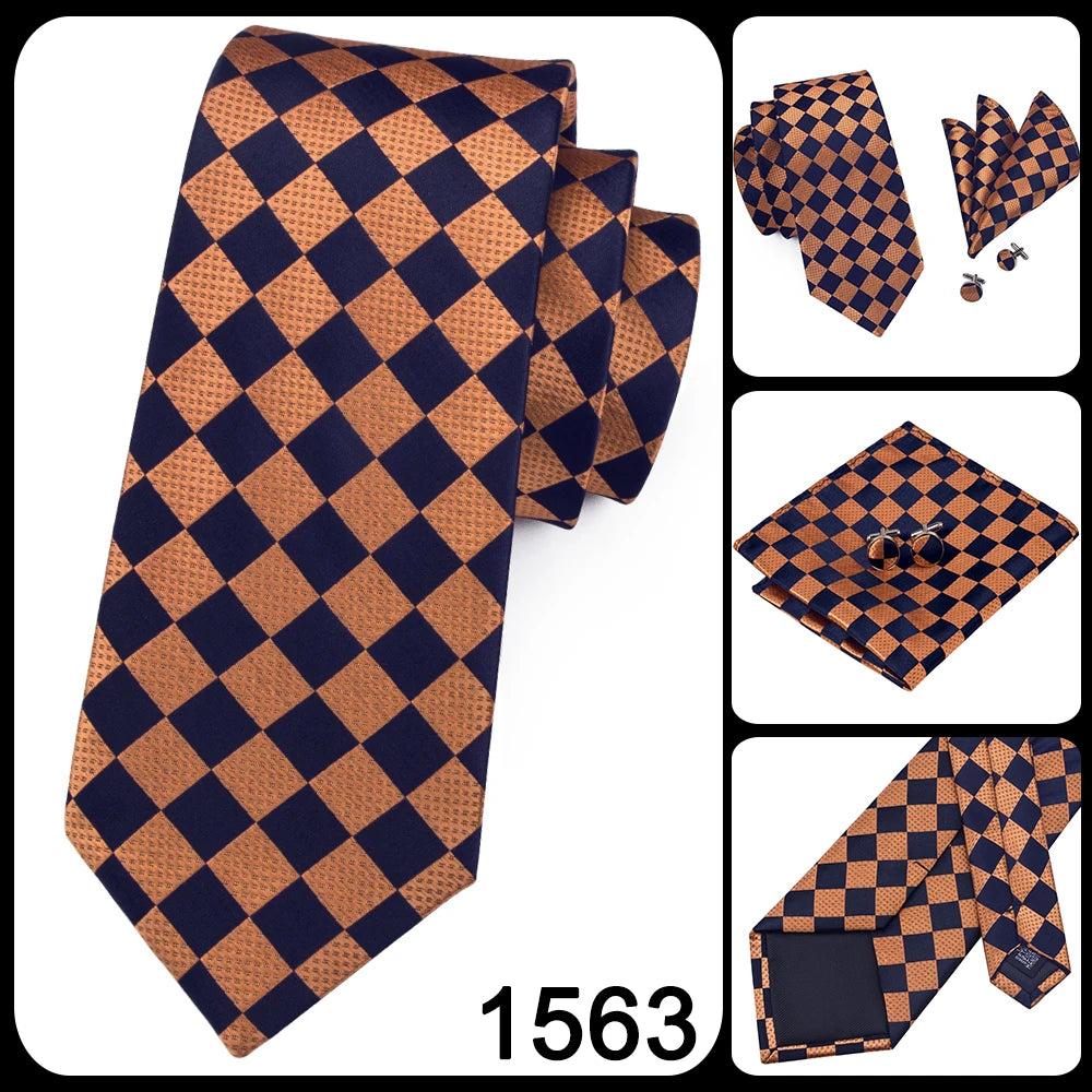 Ensemble de cravates pour hommes Hi-Tie, orange et noir, motif cachemire, en soie, pour mariage, nouveau design tendance, boutons de manchette, livraison directe