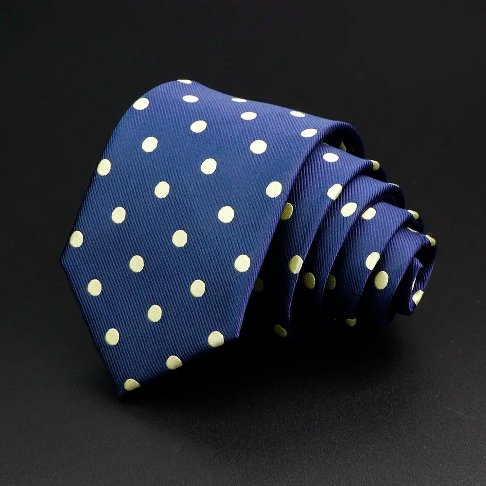 Nouvelle cravate classique à rayures pour homme, 7 cm, jacquard, rouge, bleu, vert, à porter au quotidien, accessoire pour robe de soirée, cadeau pour homme