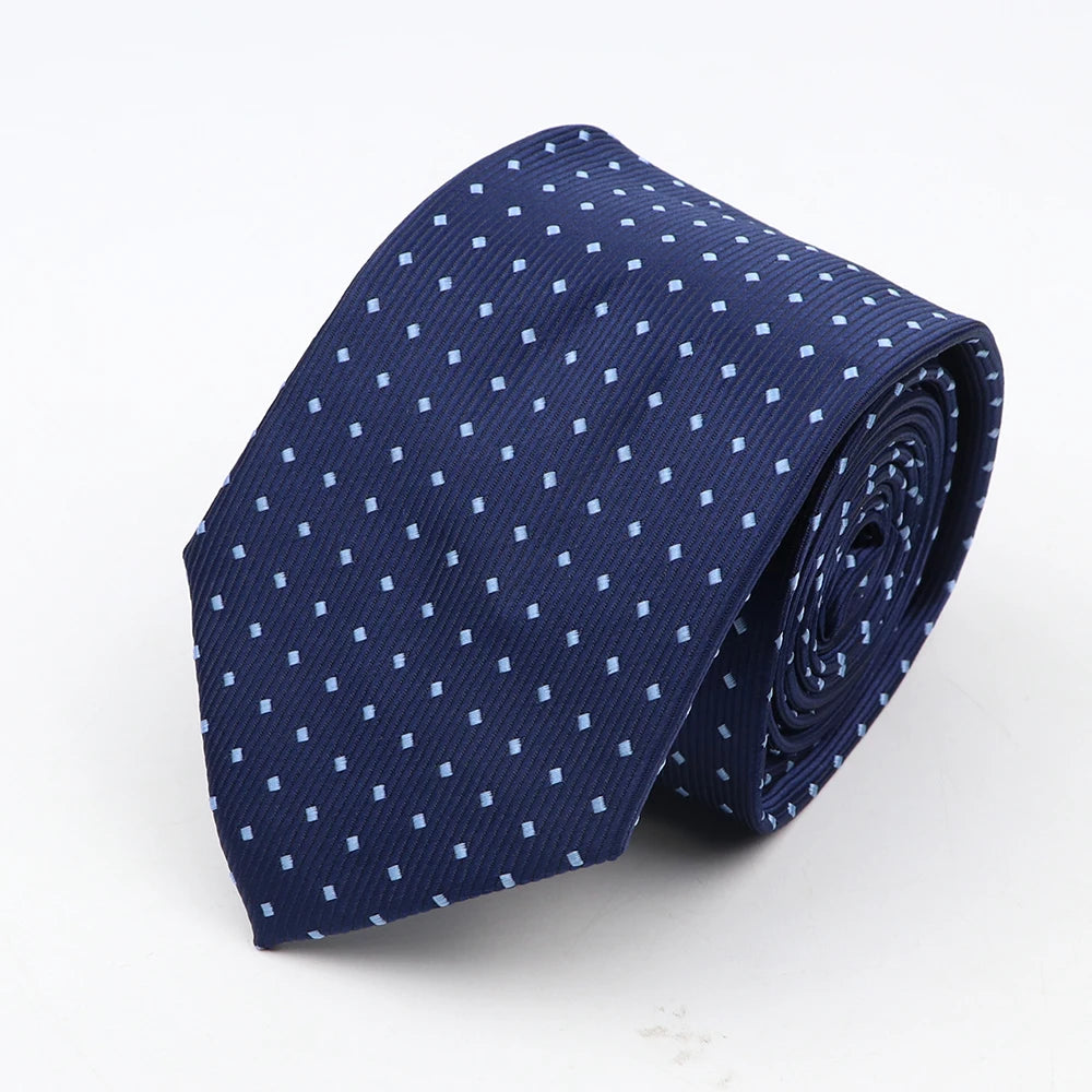 New Classic Strieped Dot Ties For Men Jacquard 7cm Polyester Narrow Tie Skinny Wedding Groom Business Necktie Suit Shirt Gift