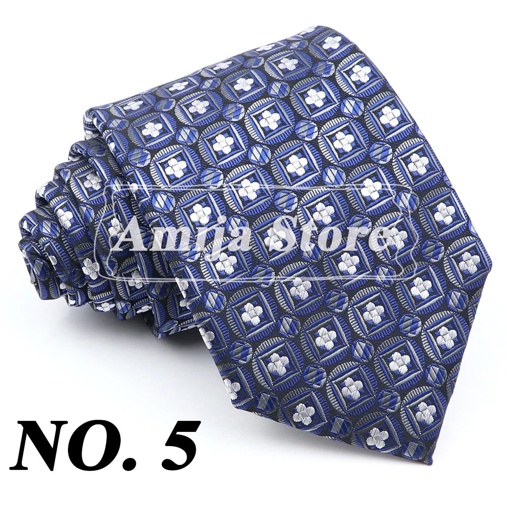 Cravate formelle pour homme, rayée, bleu et gris, 8 cm de large, cadeau pour homme, bureau, mariage, fête, accessoires pour homme, usage quotidien