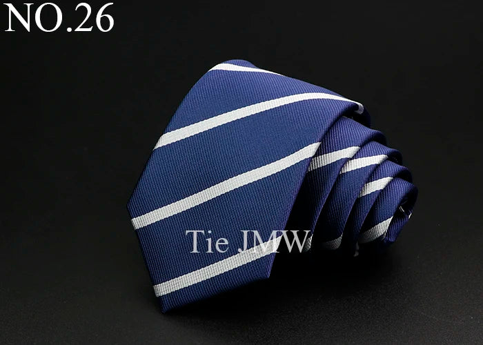 Nouvelle cravate classique à rayures pour homme, 7 cm, jacquard, rouge, bleu, vert, à porter au quotidien, accessoire pour robe de soirée, cadeau pour homme