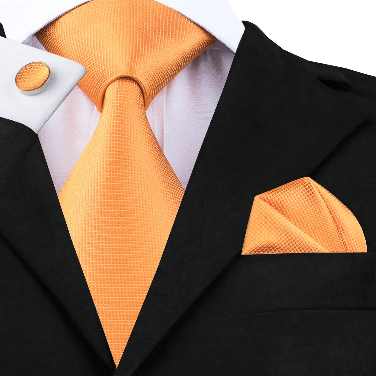 Ensemble de cravates pour hommes Hi-Tie, orange et noir, motif cachemire, en soie, pour mariage, nouveau design tendance, boutons de manchette, livraison directe