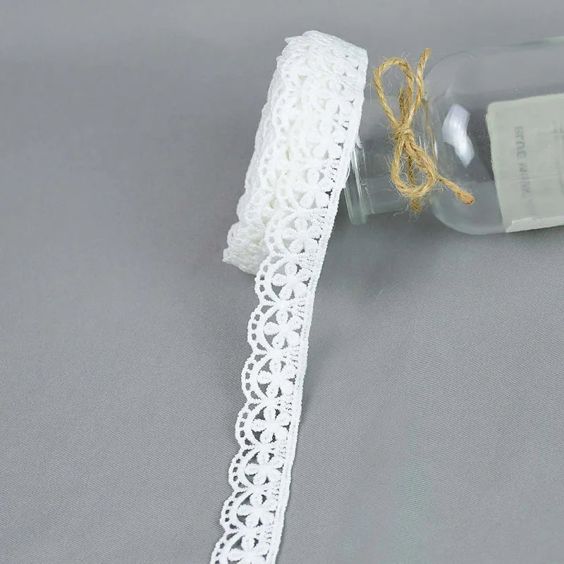 5Yards/lot White Cotton Embroidered Lace Trim Ribbons Fabric DIY Sewing Handmade Craft Materials Garment Clothes Accessories