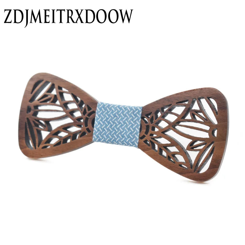 New Arrival Hollow Wood Bow Ties for Mens Wedding Suits Wooden Bow Tie Butterfly Shape leaves Bowknots Gravatas Slim Cravat