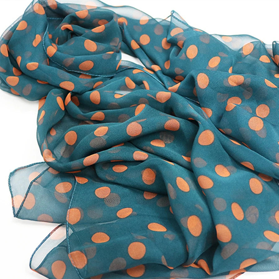 Speelk Marke Neue Polka Dot Georgette Seide Schal Frauen Mode Punkte Schals Und Tücher Weibliche Lange Outdoor Schals Großhandel