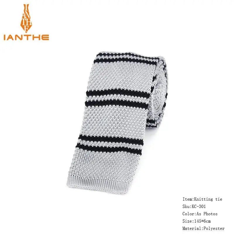 Cravate en tricot pour homme, cravate unie pour mariage, smoking, rayée, tissée, fine, accessoires pour le cou