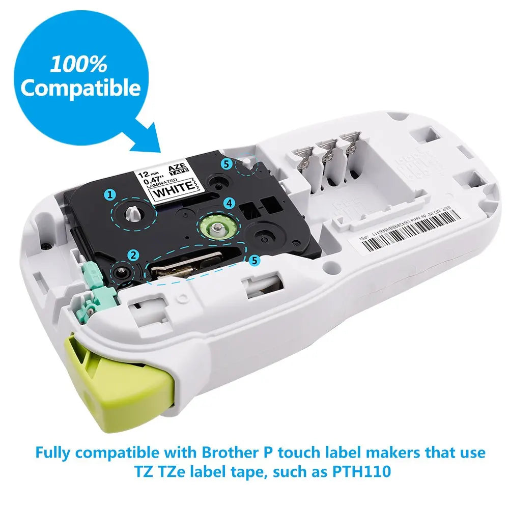 Ruban d'imprimante Fimax Multicolors compatible avec Brother Tze231 TZ231 Tze-231 12 mm pour étiqueteuse P-touch PTD-210