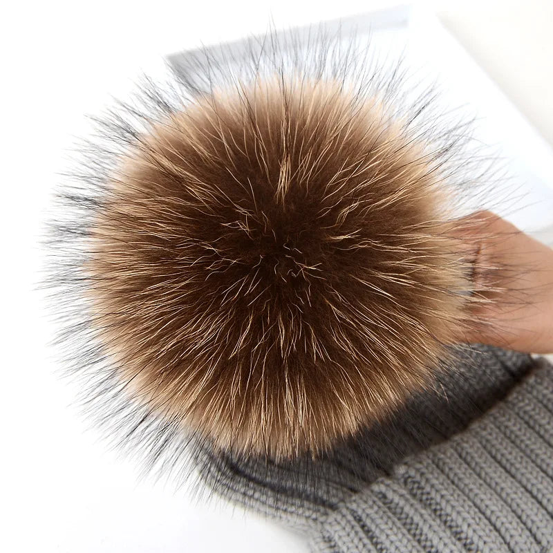 Big Size 15cm DIY Real Fox Fur Pompoms Raccoon Fur Pom Poms Balls Natural Fur Pompon For Hats Bags Shoes Scarves Accessories