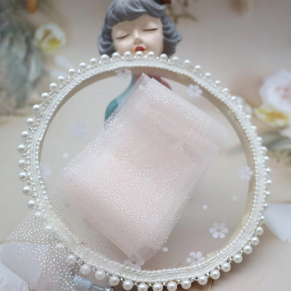 6cm 5Yards Rainbow Foil Dot Tulle Organza Gauze Fabric DIY Hair Bows Handmade Material Baby Shower Party Supplies
