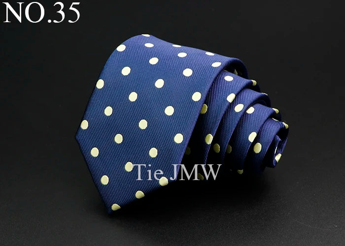 Nouvelle cravate classique à rayures pour homme, 7 cm, jacquard, rouge, bleu, vert, à porter au quotidien, accessoire pour robe de soirée, cadeau pour homme
