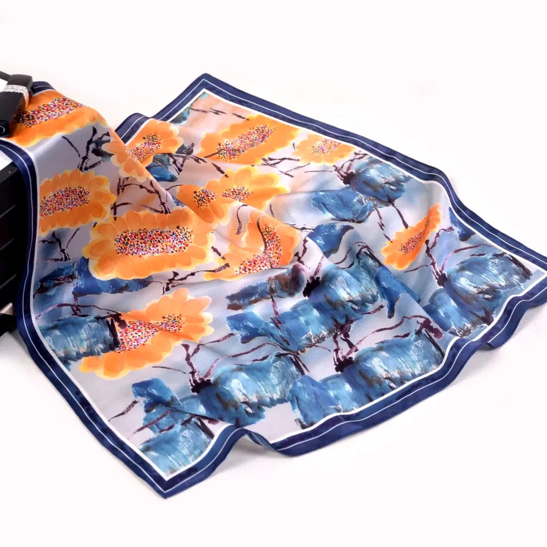 Suya Dream 100 % ECHTE SEIDE Damen Seidenschal 53 x 53 cm Quadratischer bedruckter Schal