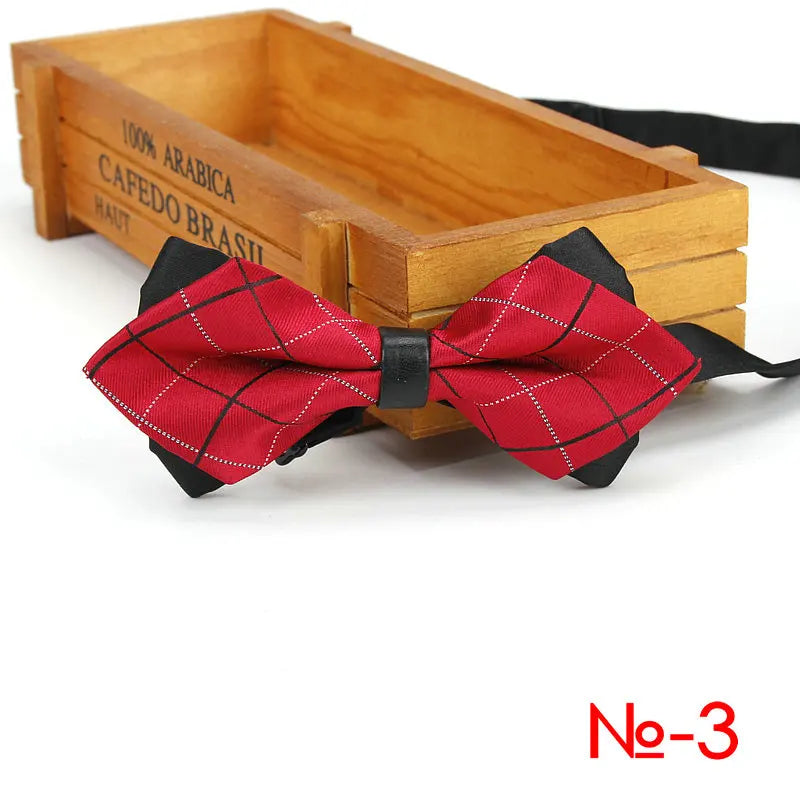 Nœud papillon tendance pour homme, accessoire de fête, mariage, pour garçons et filles, à carreaux, rouge et noir, vente en gros