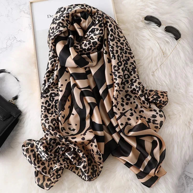 180*90cm Luxury Brand Women Summer Silk Scarves Shawls Lady Wraps Soft Female Flower Print Beach Stole Bandanna foulard muffler