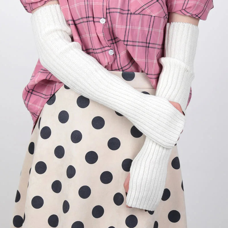 Guantes largos de punto finos sin dedos para mujer, calentadores de codo, mangas casuales, estilo punk, suaves, góticos, Lolita, accesorios, guantes