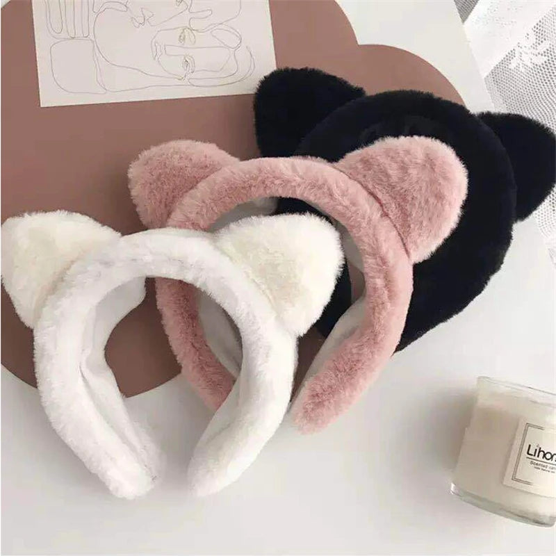 Hair band female wash face cat ears headband net red simple cute girl heart wide-brimmed plush hair band hairpin head jewelry