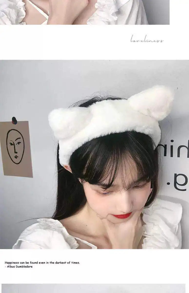 Hair band female wash face cat ears headband net red simple cute girl heart wide-brimmed plush hair band hairpin head jewelry