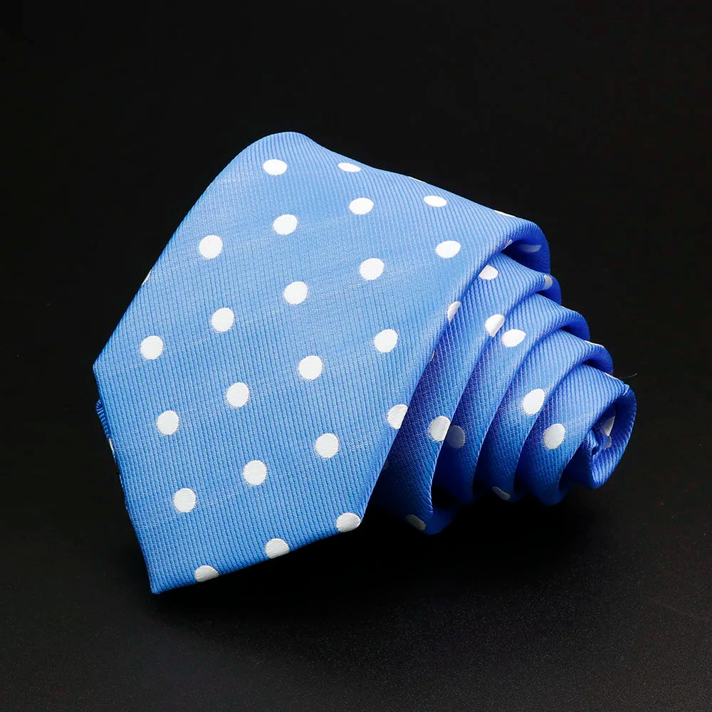 Nouvelle cravate classique à rayures pour homme, 7 cm, jacquard, rouge, bleu, vert, à porter au quotidien, accessoire pour robe de soirée, cadeau pour homme