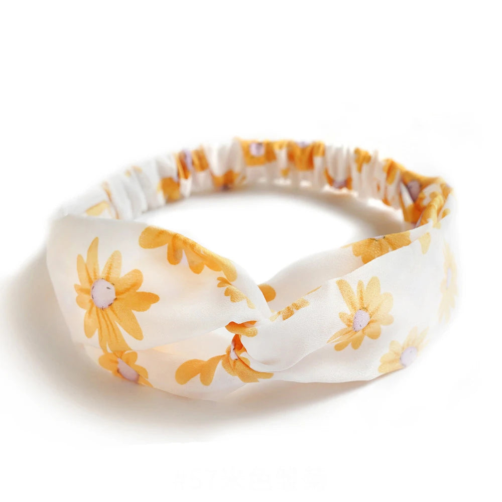 Bandeau à cheveux bohème pour femme et fille, imprimé vintage, croisé, style été