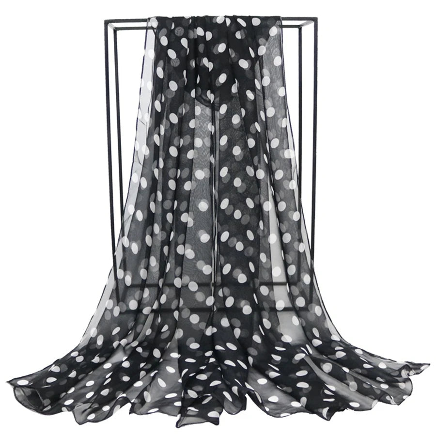 Speelk Marke Neue Polka Dot Georgette Seide Schal Frauen Mode Punkte Schals Und Tücher Weibliche Lange Outdoor Schals Großhandel