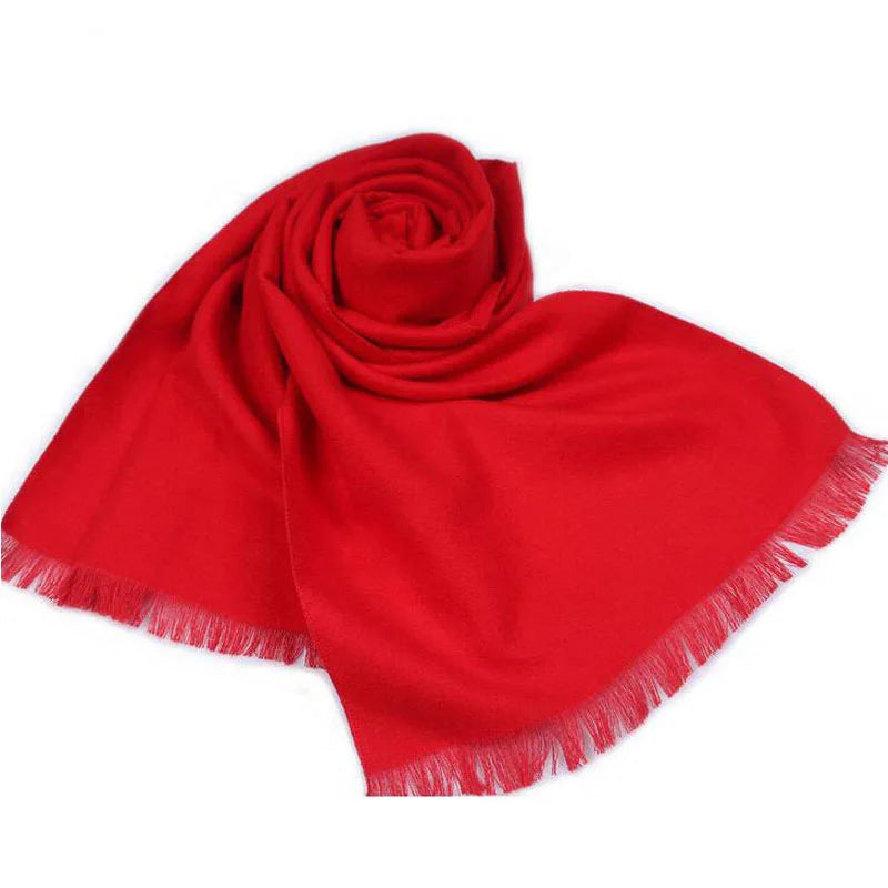 Écharpe rouge tendance pour homme, couleur unie, marque de luxe, style styliste, en laine douce et cachemire, châle d'hiver