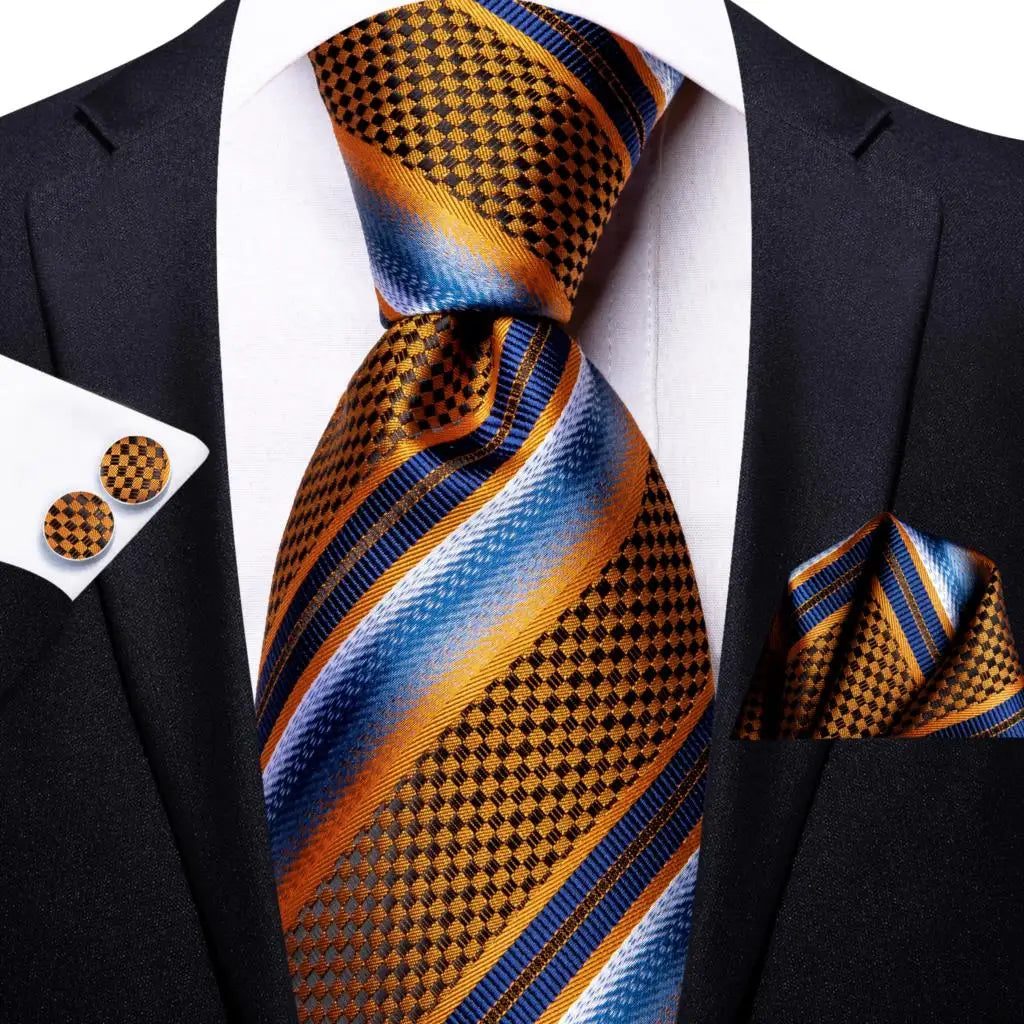Corbata de boda de seda a rayas negras y rojas para hombre, gemelos de regalo, corbata de moda para negocios y fiestas, envío directo, diseño Hi-Tie
