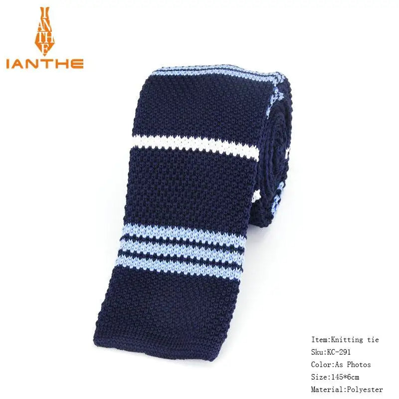 Cravate en tricot pour homme, cravate unie pour mariage, smoking, rayée, tissée, fine, accessoires pour le cou