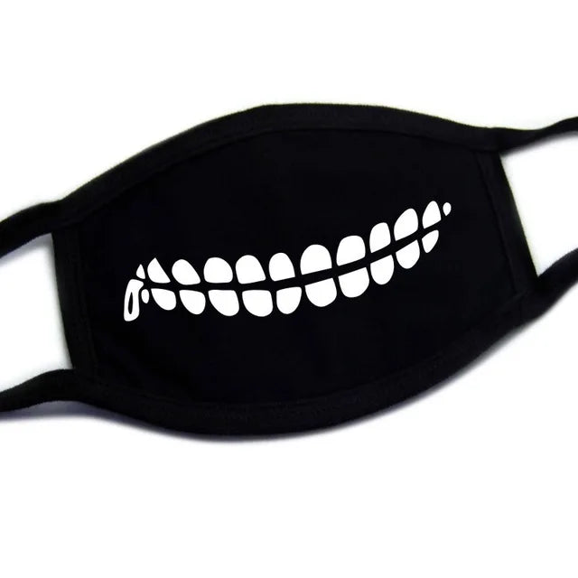 Masque facial en coton Kawaii avec expression humoristique et dessin animé, respirant, unisexe, coréen, accessoires