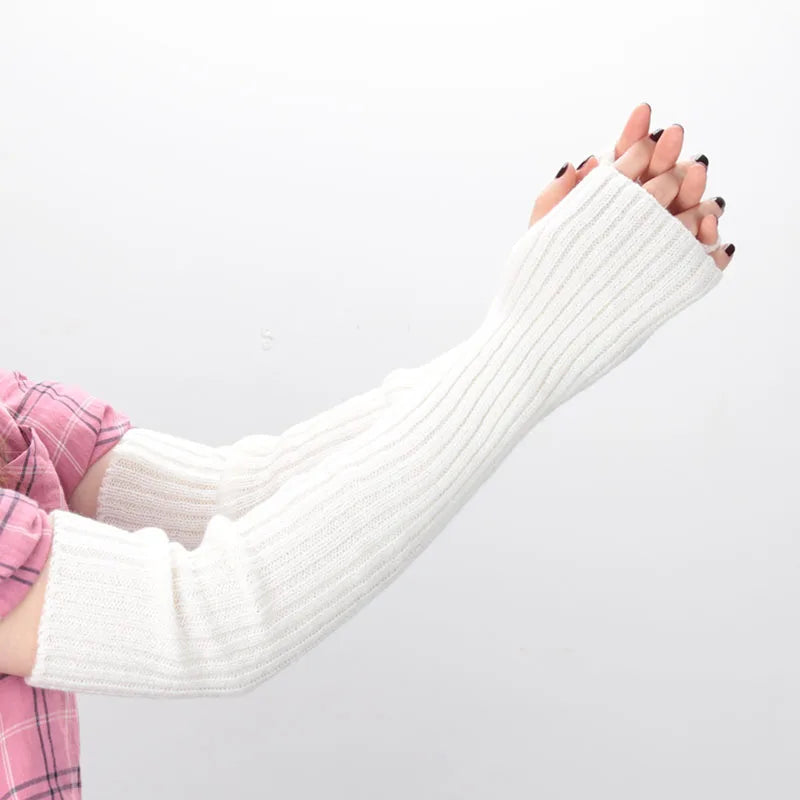 Guantes largos de punto finos sin dedos para mujer, calentadores de codo, mangas casuales, estilo punk, suaves, góticos, Lolita, accesorios, guantes