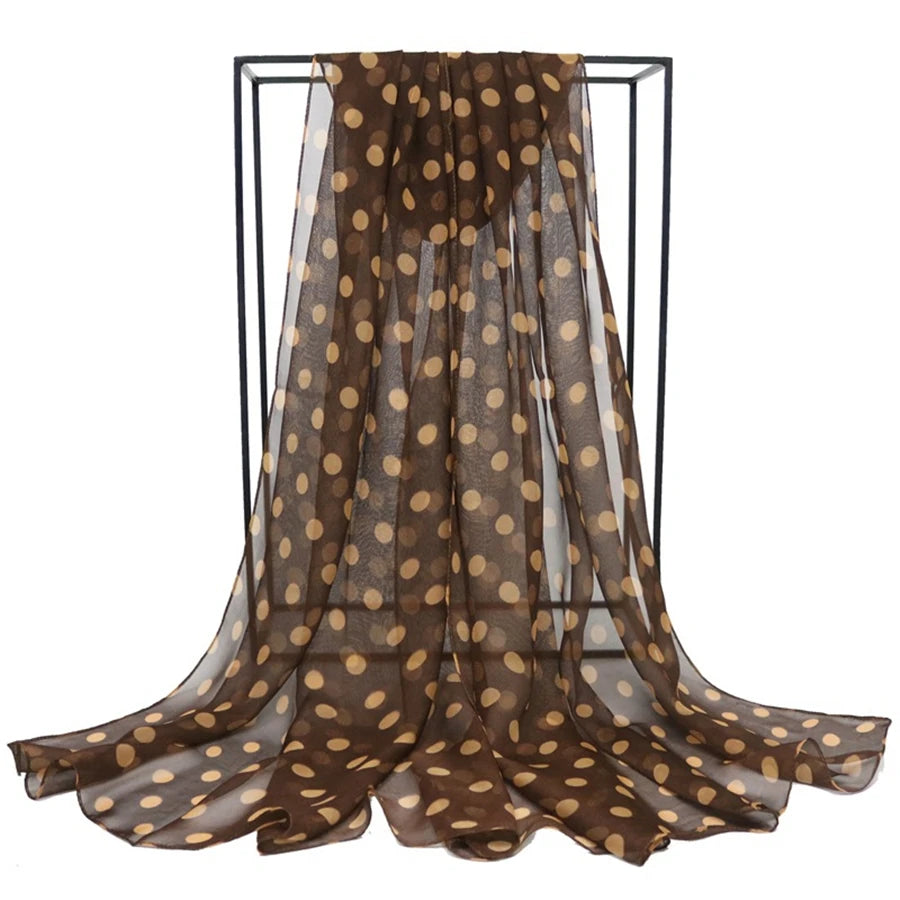 Speelk Marke Neue Polka Dot Georgette Seide Schal Frauen Mode Punkte Schals Und Tücher Weibliche Lange Outdoor Schals Großhandel
