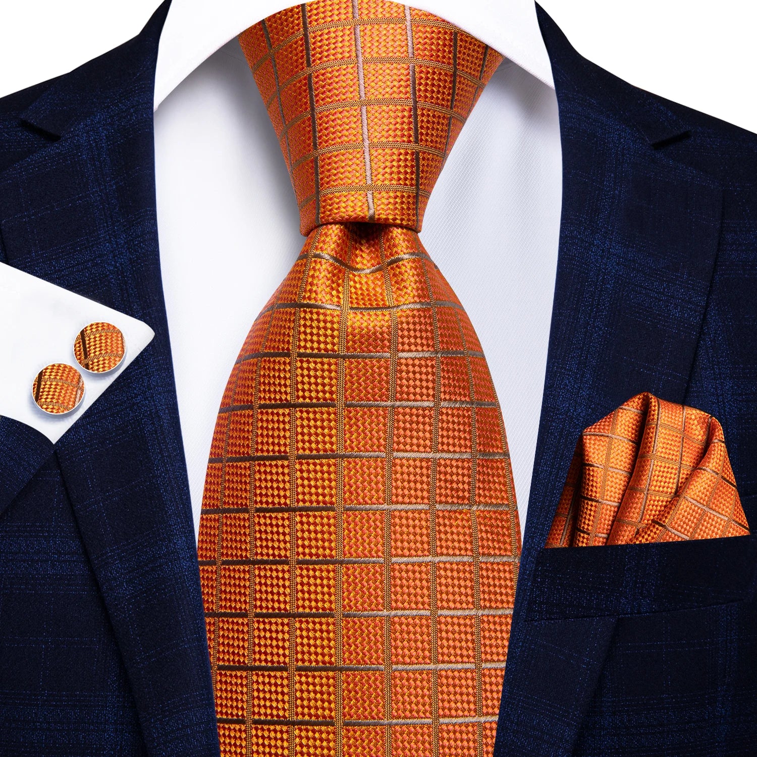 Ensemble de cravates pour hommes Hi-Tie, orange et noir, motif cachemire, en soie, pour mariage, nouveau design tendance, boutons de manchette, livraison directe