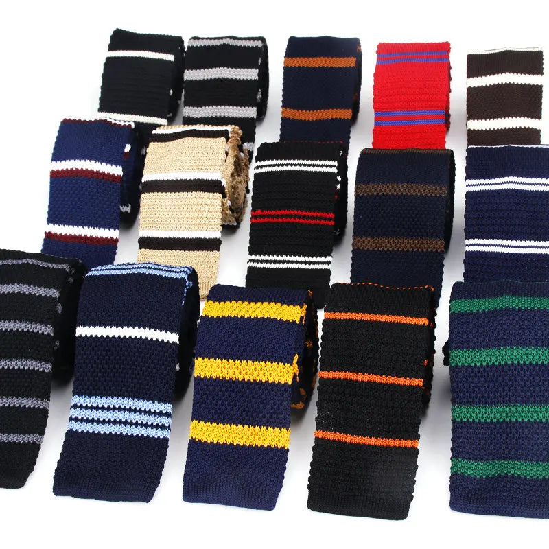 Cravate en tricot pour homme, cravate unie pour mariage, smoking, rayée, tissée, fine, accessoires pour le cou