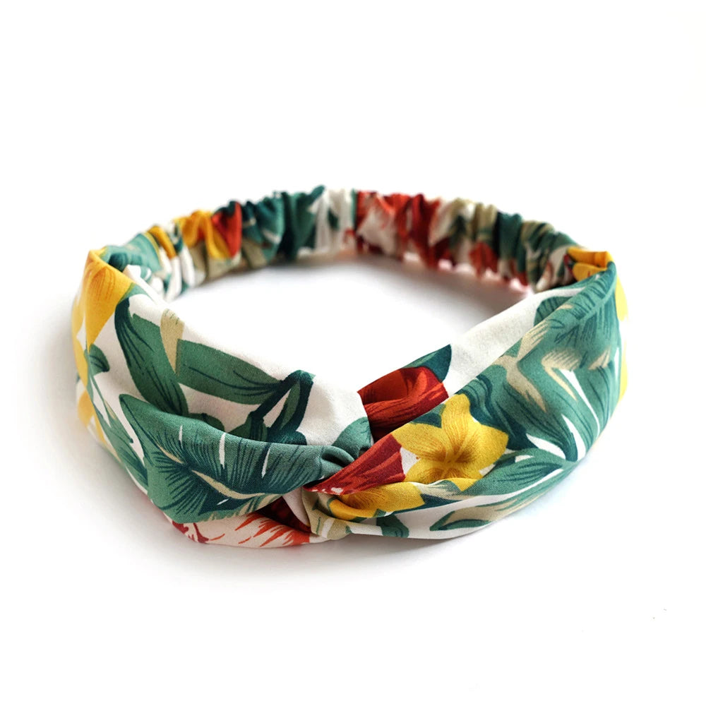 Bandeau à cheveux bohème pour femme et fille, imprimé vintage, croisé, style été
