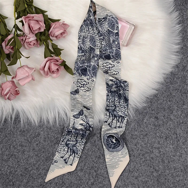 Tropic Affair Luxusmarke Schal Tarot Damen Schal Tasche Haar Dünne Seidenschals Design Foulard Halstuch Stirnband Für Damen