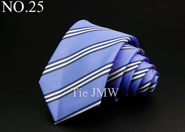 Nouvelle cravate classique à rayures pour homme, 7 cm, jacquard, rouge, bleu, vert, à porter au quotidien, accessoire pour robe de soirée, cadeau pour homme