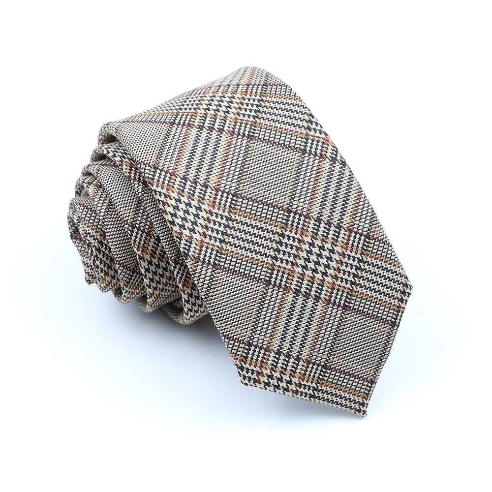 Hot Sale Mens Ties Classic Cotton 6CM Handmade Skinny Neck Ties Slim Plaid Striped Ties For Formal Business Wedding Party Gravat