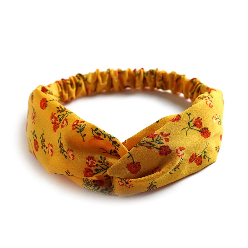 Bandeau à cheveux bohème pour femme et fille, imprimé vintage, croisé, style été
