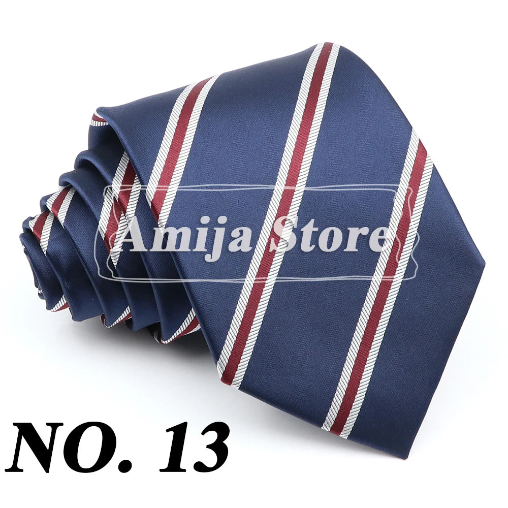 Cravate formelle pour homme, rayée, bleu et gris, 8 cm de large, cadeau pour homme, bureau, mariage, fête, accessoires pour homme, usage quotidien