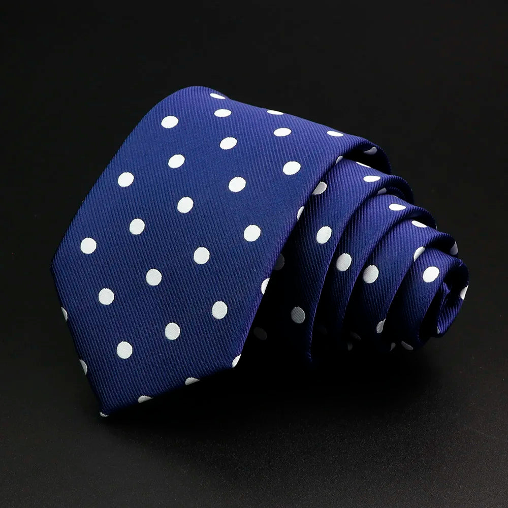 Nouvelle cravate classique à rayures pour homme, 7 cm, jacquard, rouge, bleu, vert, à porter au quotidien, accessoire pour robe de soirée, cadeau pour homme