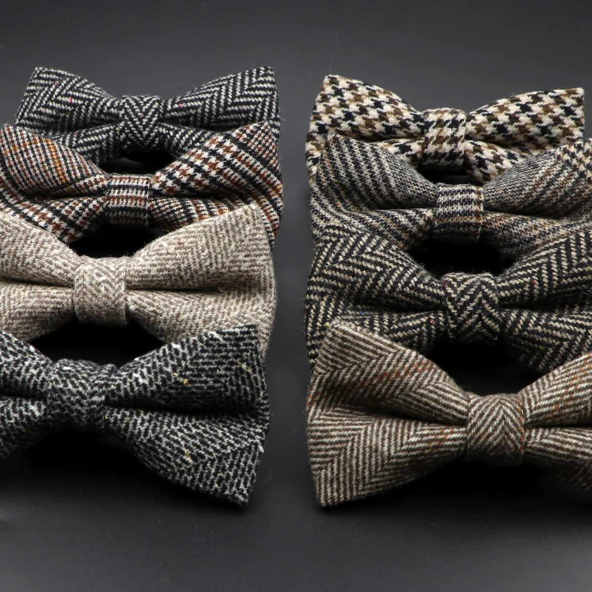 Nœud papillon en laine tissé à carreaux, style formel, marron et gris, accessoire pour homme, idéal pour une soirée de mariage ou un costume